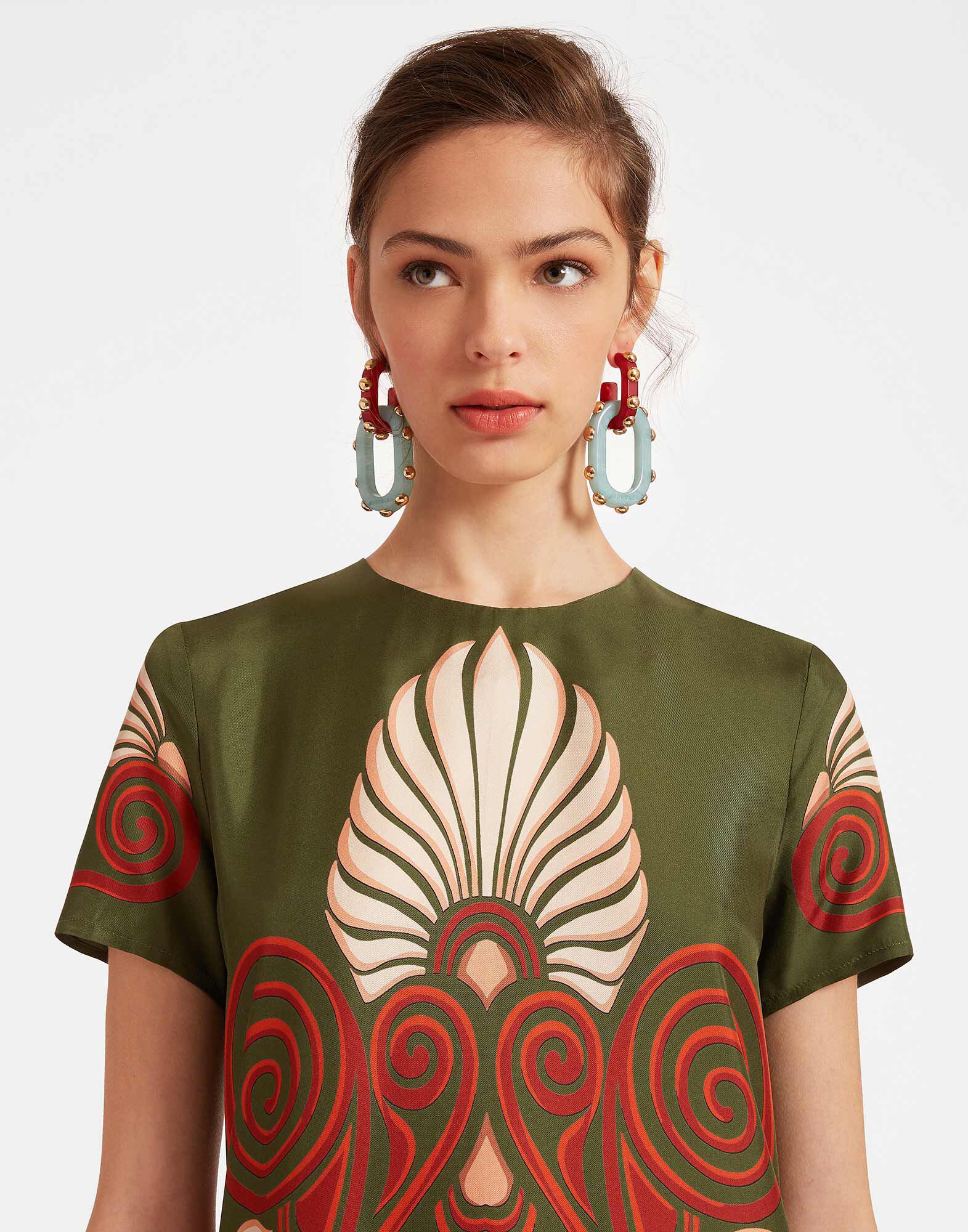 La DoubleJ Swing Dress Kerylos Plac&eacute;e Dark Green DRE0128SIL006KER01GR03