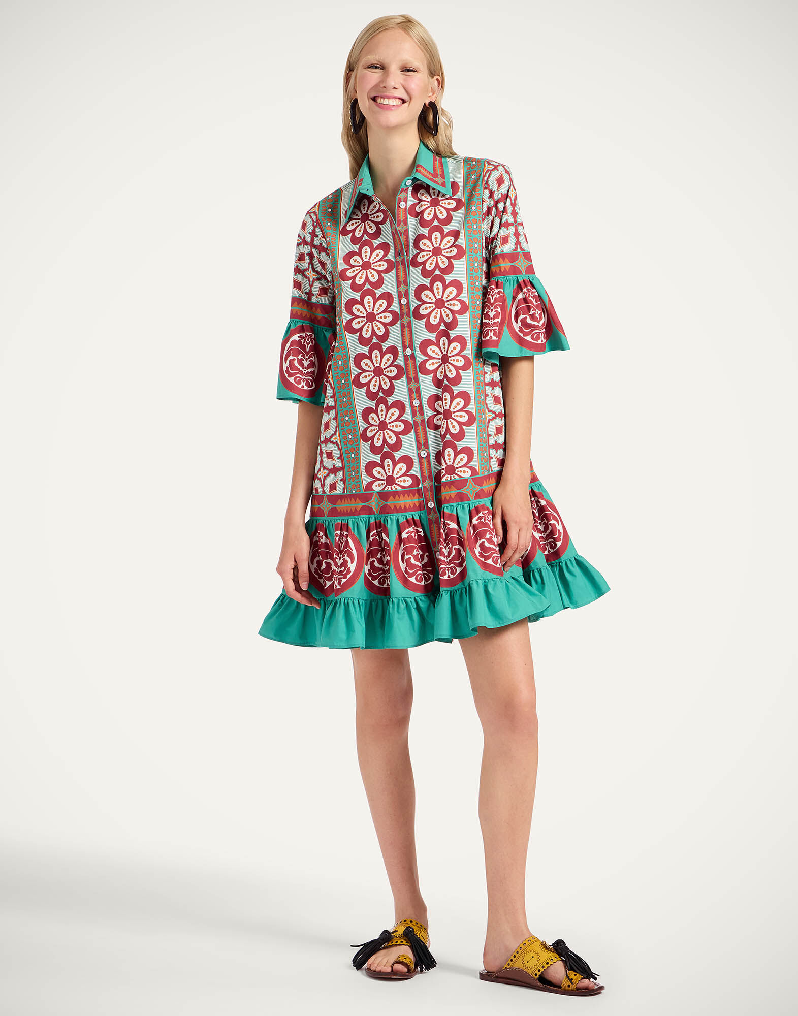 La DoubleJ Choux Dress Pagoda Plac&eacute;e Rust DRE0205COT015PAG01OR04