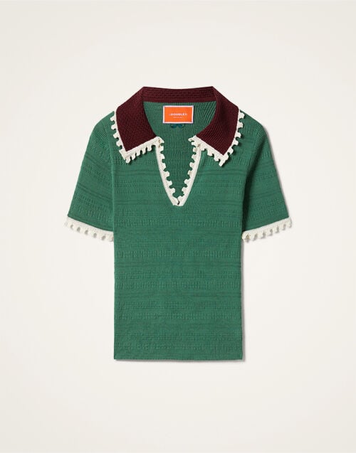 La DoubleJ Picket Polo Top La DoubleJ Picket Polo Top Solid Green PUL0273KNI154SOLIDGR02