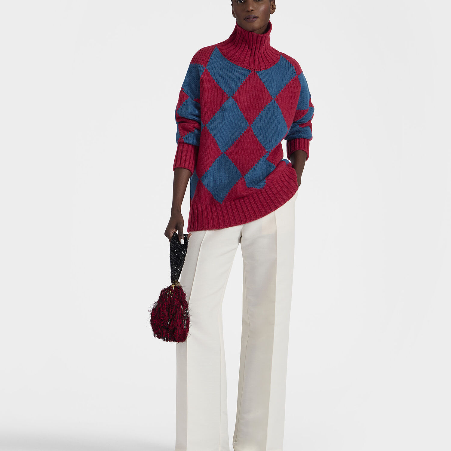 La Doublej Argyle Intarsia-knit Jumper In Red & Blue