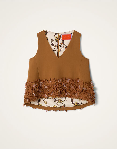 La DoubleJ V-Neck La Scala Top Solid Tobacco TOP0226VIS035SOLIDBR06