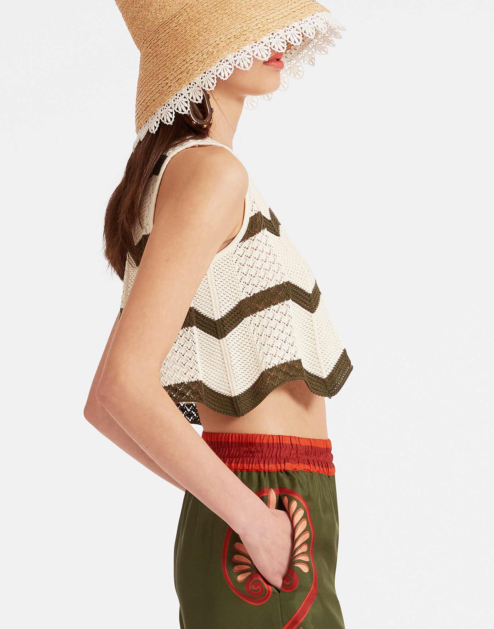 Chevron Top in Solid Camouflage for Women | La DoubleJ