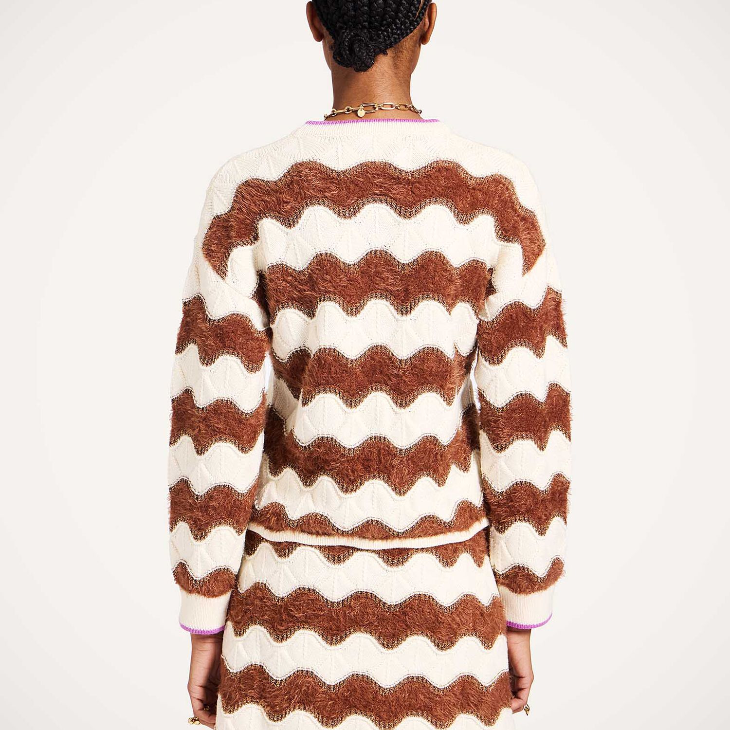  La Doublej Knitwear Women - Hang Ten Sweater Color Block White & Brown L 53% Wool 31% Polyamide 11% Viscose 3% Polyester 2% Metal Fiber 