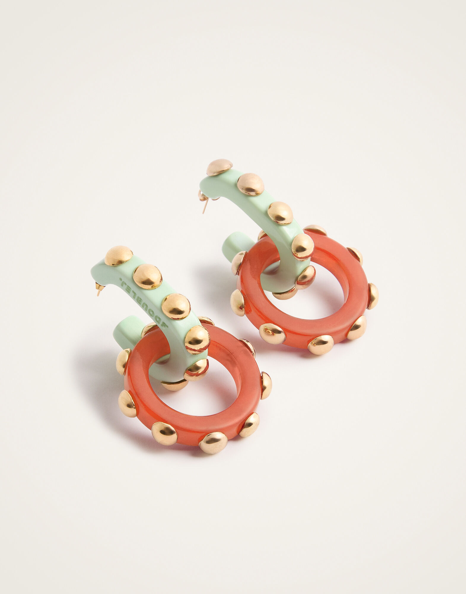 La DoubleJ Double Hoop Earrings Solid Orange EAR0048POL004SOLIDOR02