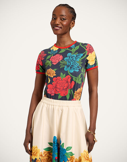 La DoubleJ The Cu-Tee Crop Queen Peony Blue TSH0068JER076QPE01BU03