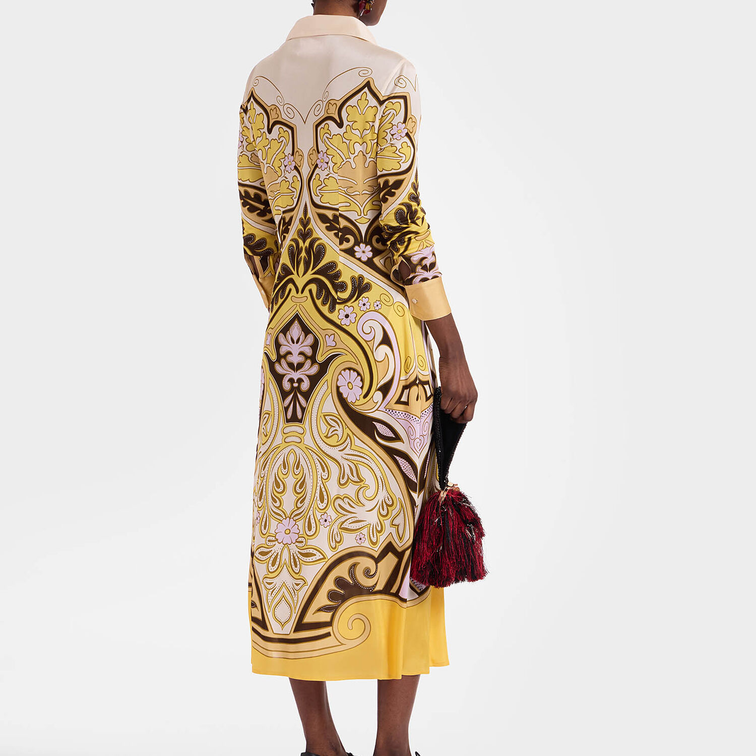 La Doublej Perry Printed Midi Dress In Spells Placée Yellow