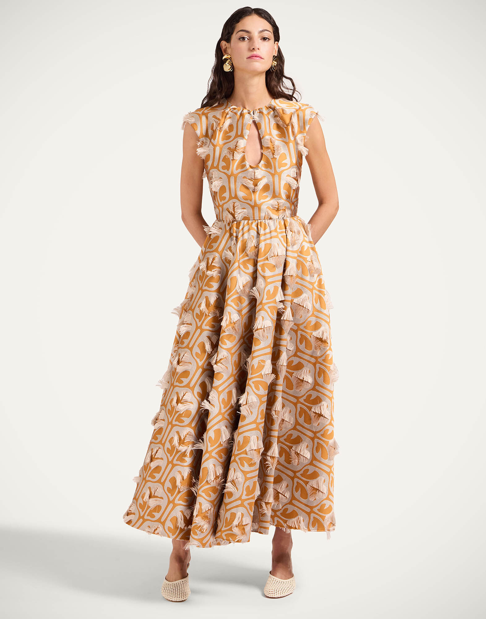 La DoubleJ Keyhole Dress Grove Ochre DRE0506JCQ043GRV02OR06