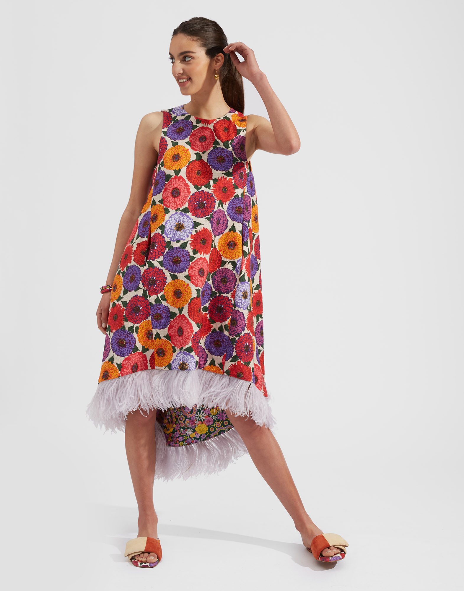La DoubleJ La Scala High Dress (With Feathers) Zinnie DRE0211COT005ZIN0001