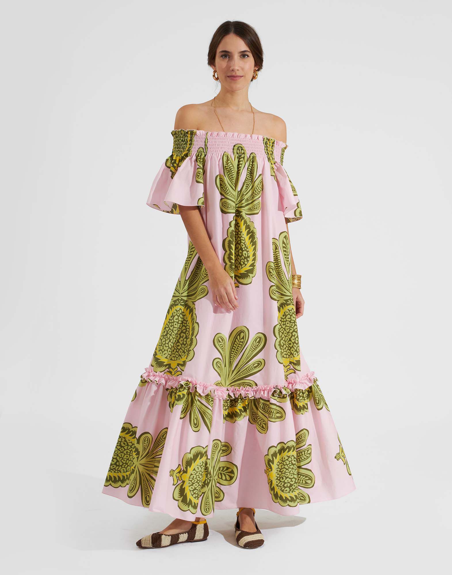 La DoubleJ Capalbio Dress Big Pineapple Pink DRE0320COT039PNP01PI01