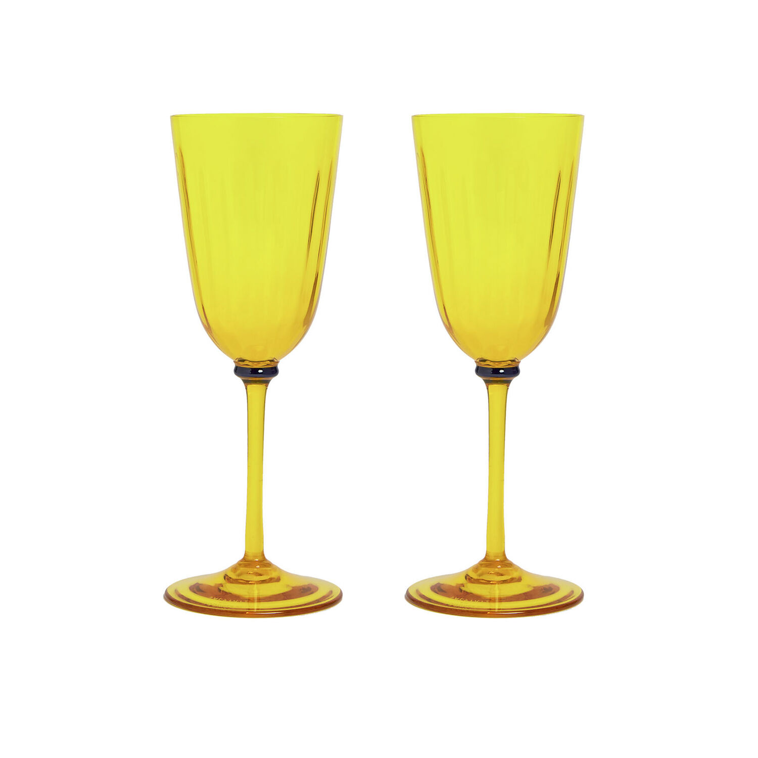 La Doublej Rainbow Murano Wine Glasses (set Of 2) In Yellow