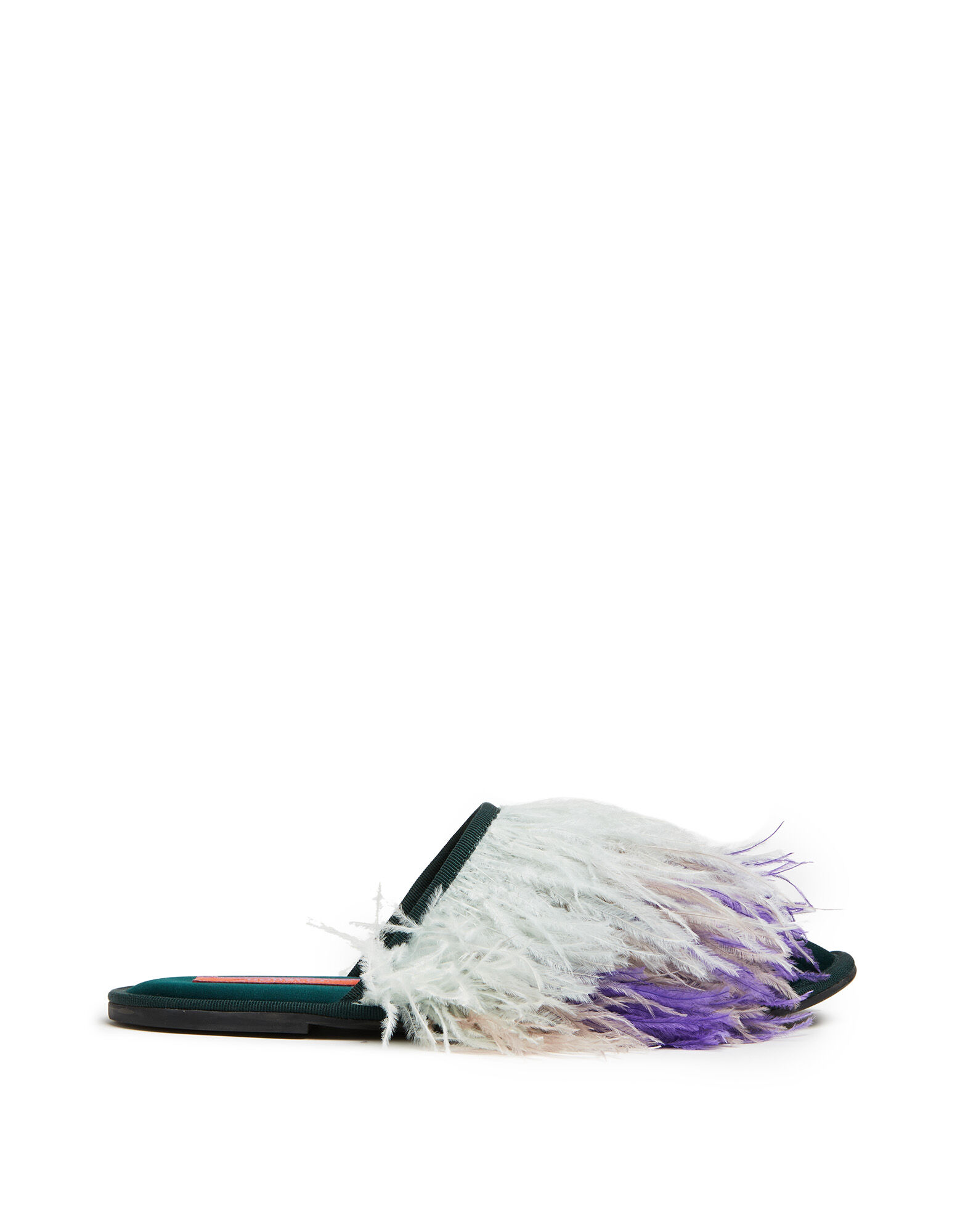 La DoubleJ Feather Slippers Solid Green SHO0007RAS007GRE0014