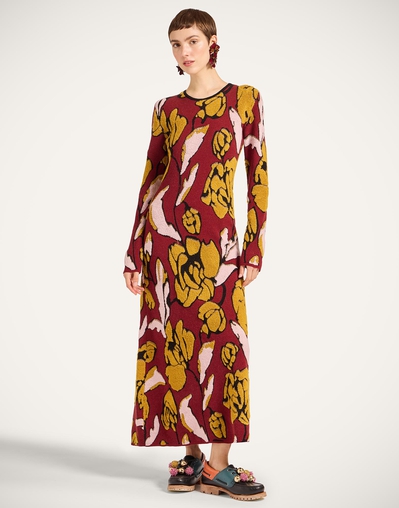Knit Swing Dress in Multicolor Burgundy for Women | La DoubleJ Knit Swing Dress in Multicolor Burgundy for Women | La DoubleJ