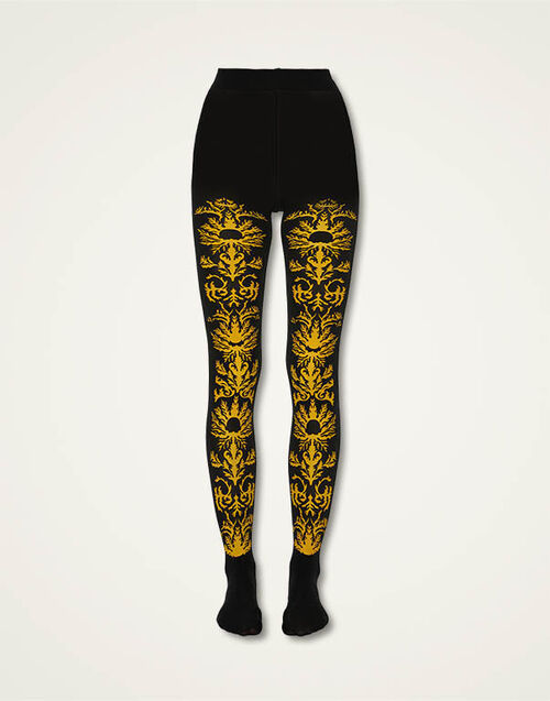 La DoubleJ Flocked Tights Black & Yellow SOC0014NYL010VA288YE02