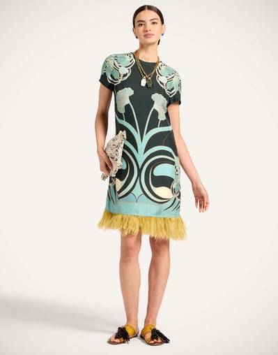 Mini Swing Dress in Blooming Tulip Place Dark Green for Women | La DoubleJ Mini Swing Dress in Blooming Tulip Place Dark Green for Women | La DoubleJ