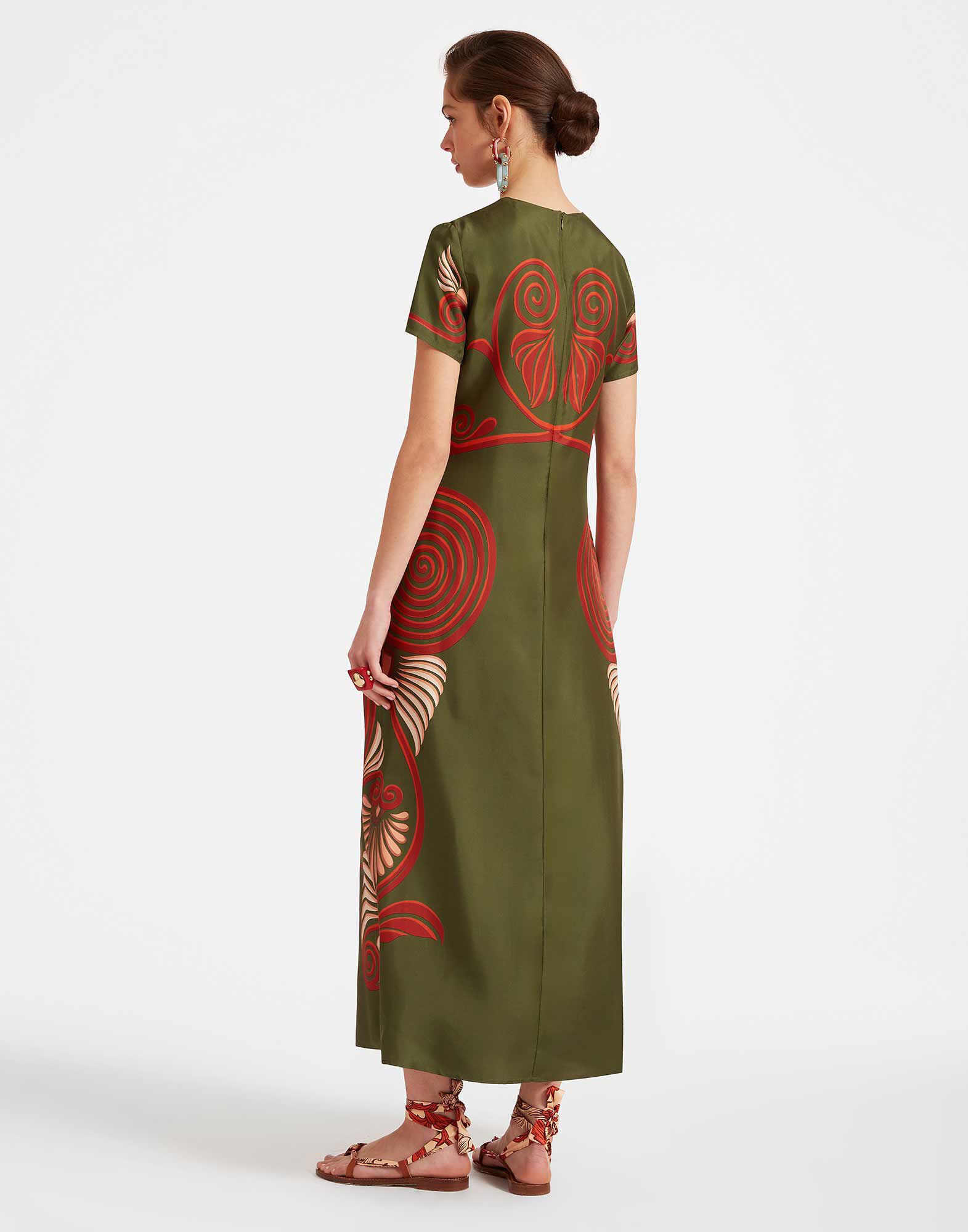 La DoubleJ Swing Dress Kerylos Plac&eacute;e Dark Green DRE0128SIL006KER01GR03