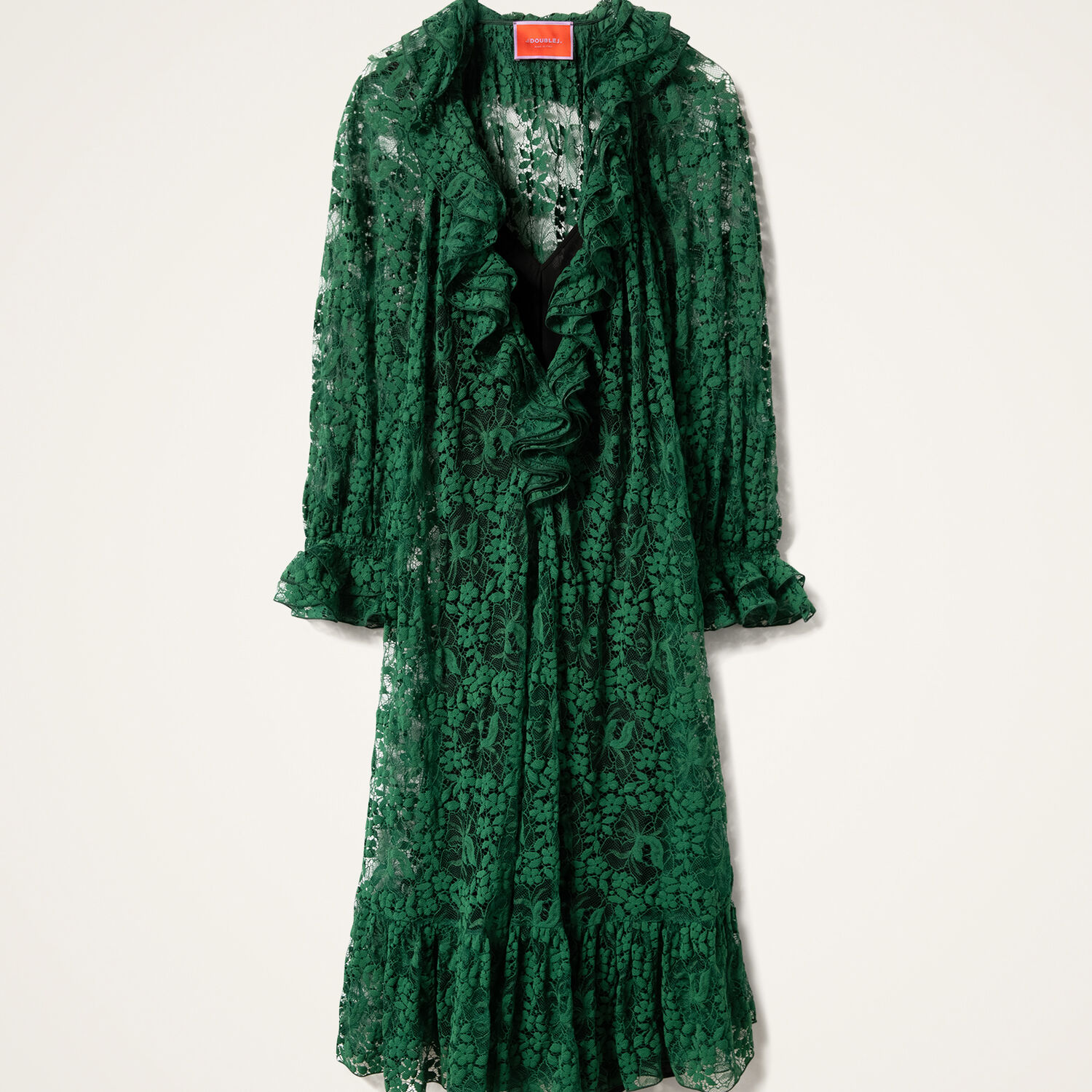 La Doublej Lace-embellishment Midi Dress In Green