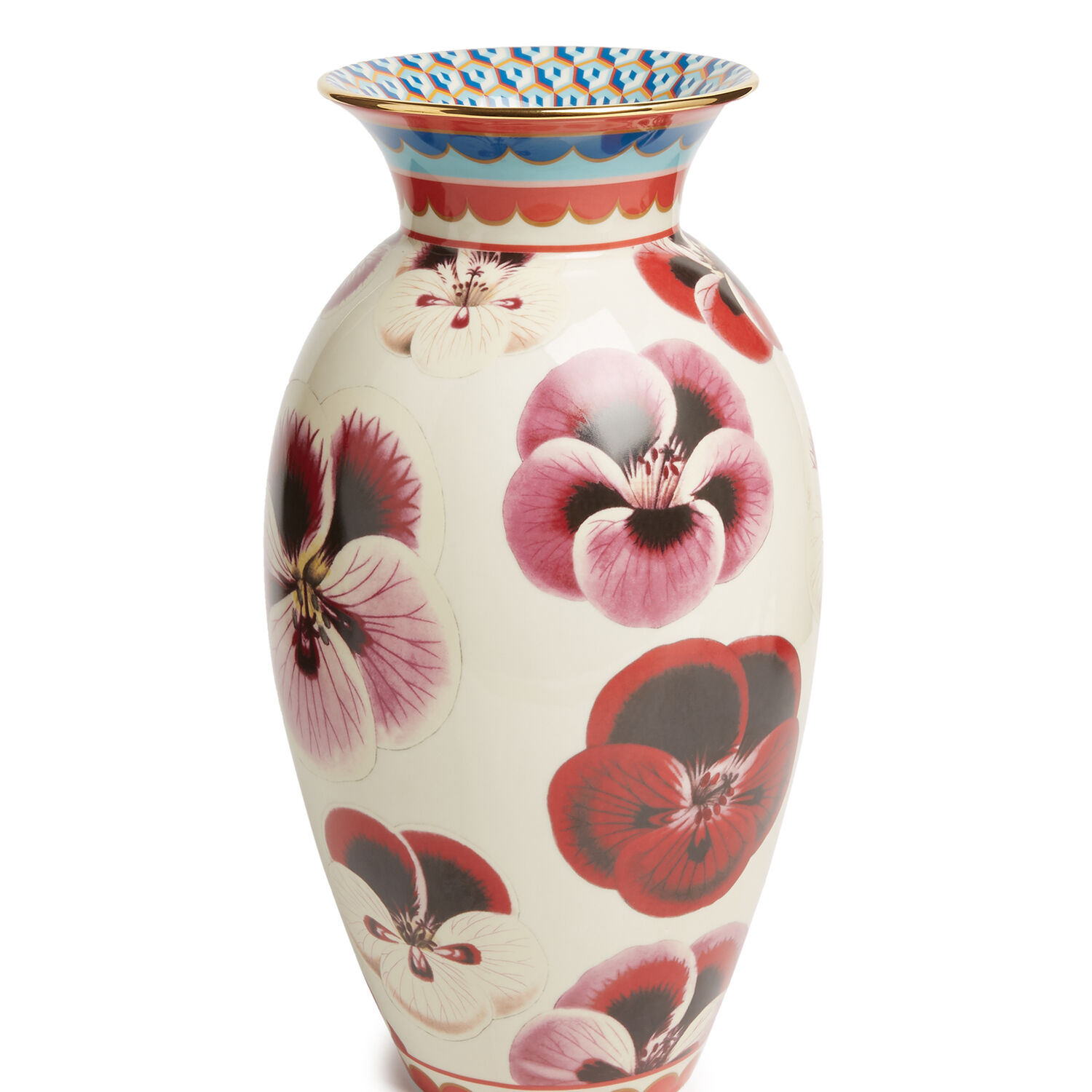 La Doublej 'pansy Amphora Vase' In Multicolor Porcelain In Pansy