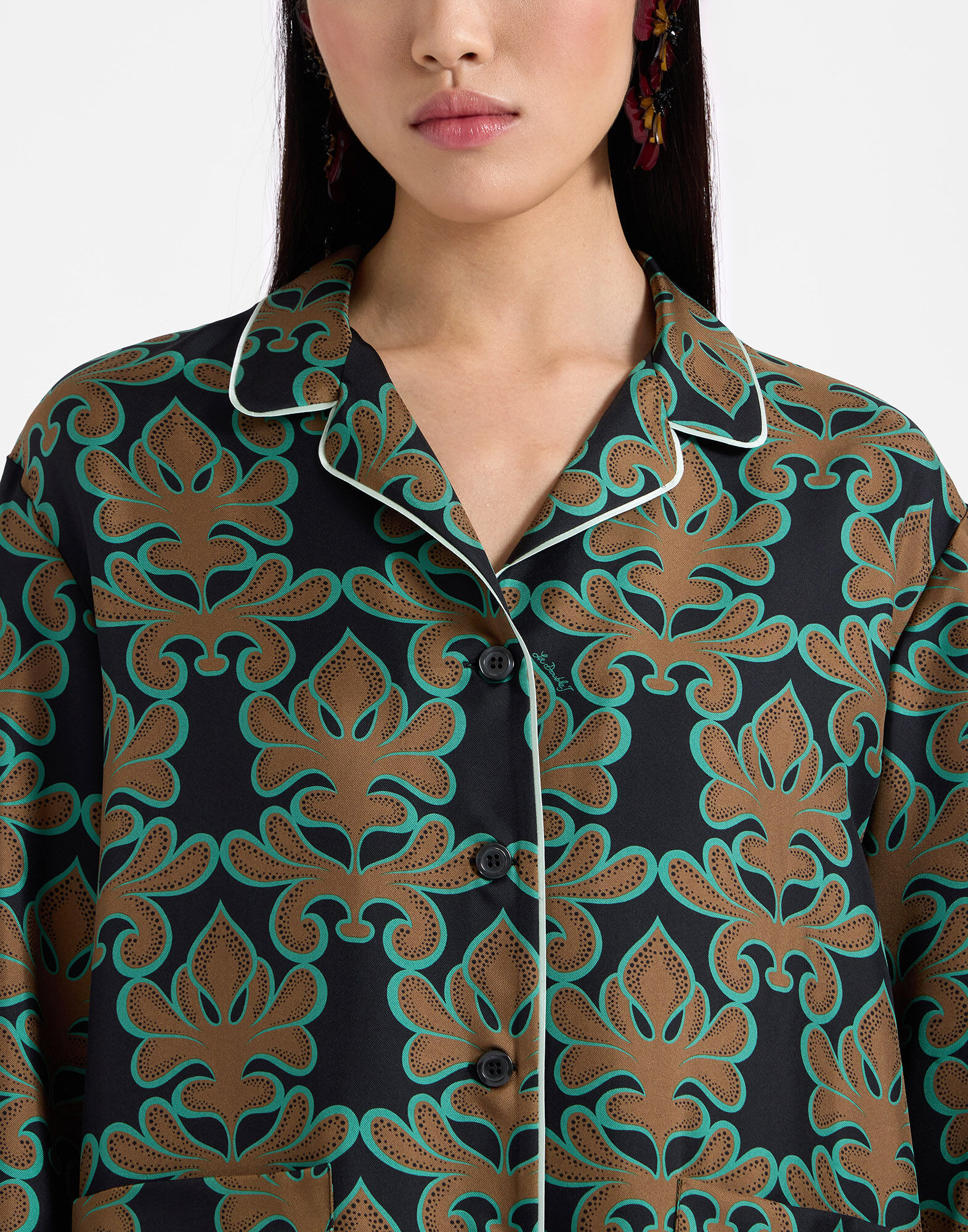 La DoubleJ Pajama Shirt Herald Black SHI0077SIL001ALD01BL01