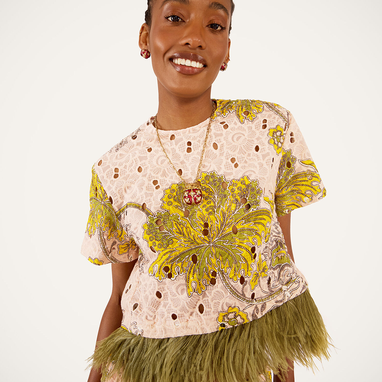  La Doublej T-shirts & Sweatshirts Women - La Scala Tee Swathe Pink Xs 98% Cotton 2% Ostrich Feathers 