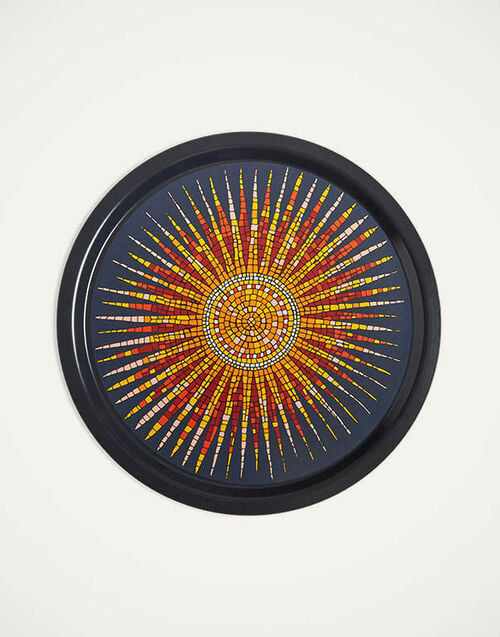 La DoubleJ Round Printed Tray La DoubleJ Round Printed Tray Sunrays Midnight TRA0002WOD001SNR02BU04