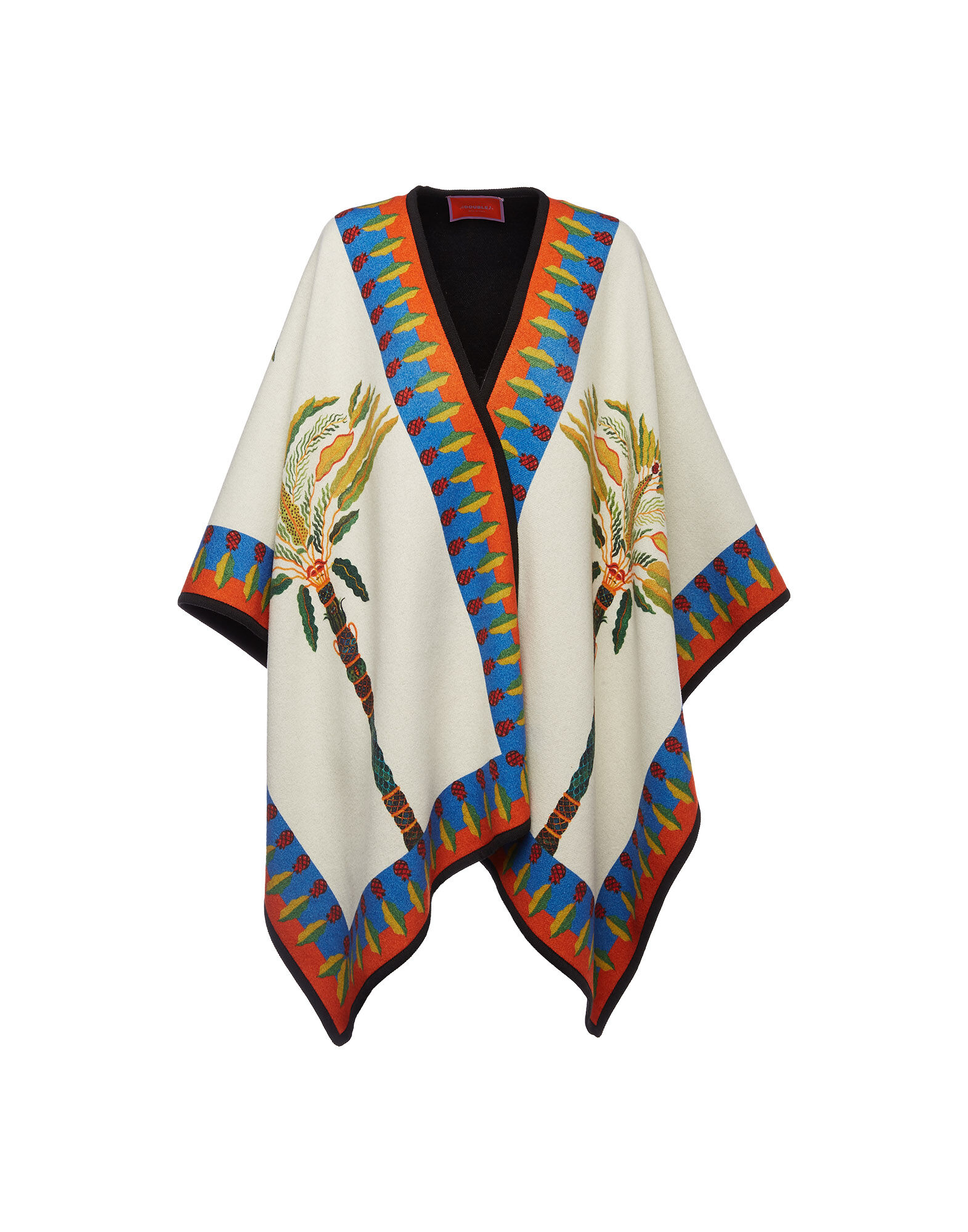 La DoubleJ Reversible Poncho Palme Plac&eacute;e JAC0019PLA003PLM0002