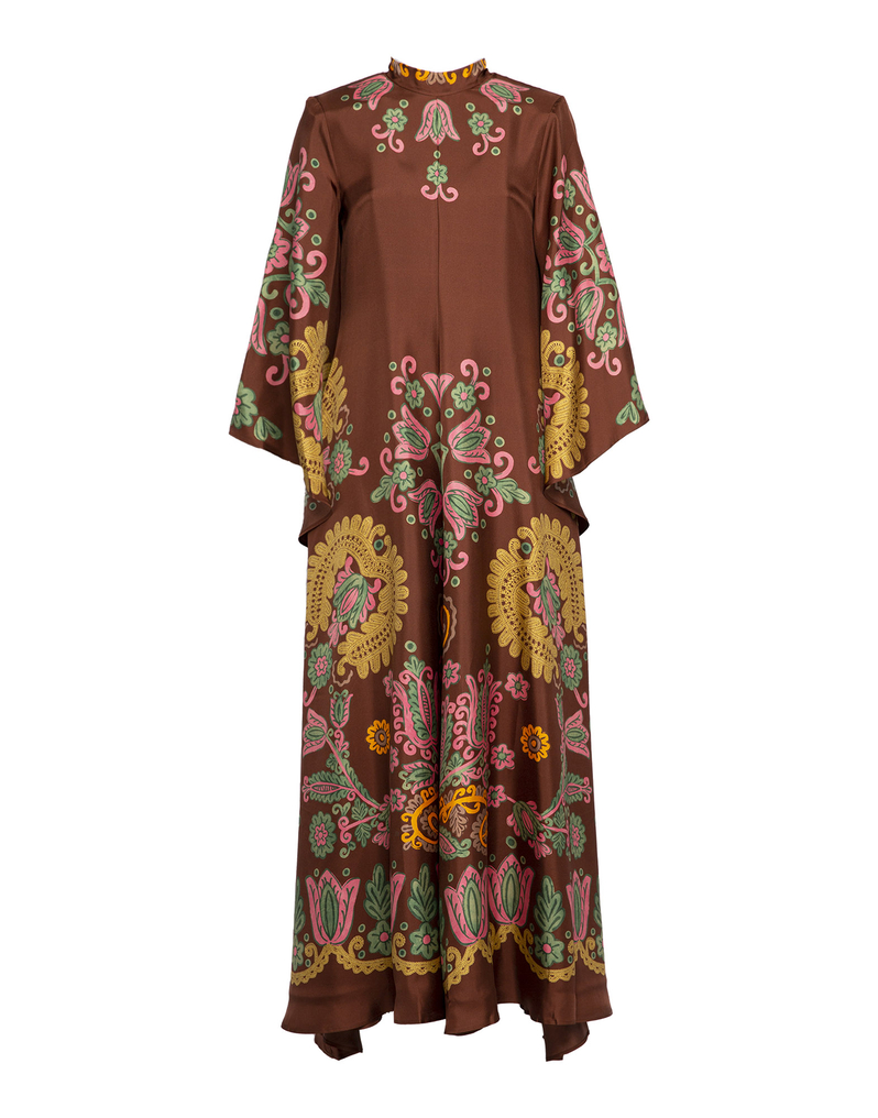 La DoubleJ Magnifico Dress La DoubleJ Magnifico Dress Folky Hearts Chocolate Placée DRE0232SIL006FLH0007