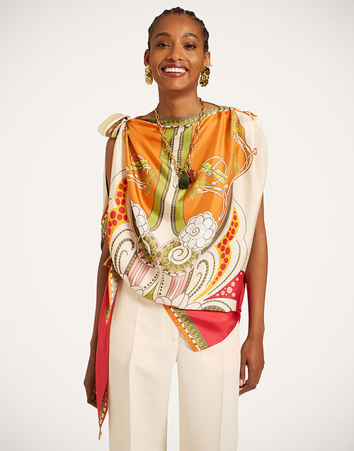 La DoubleJ Full-On Foulard Ambrosia Plac&eacute;e Orange SCA0096SIL029AMB03OR02