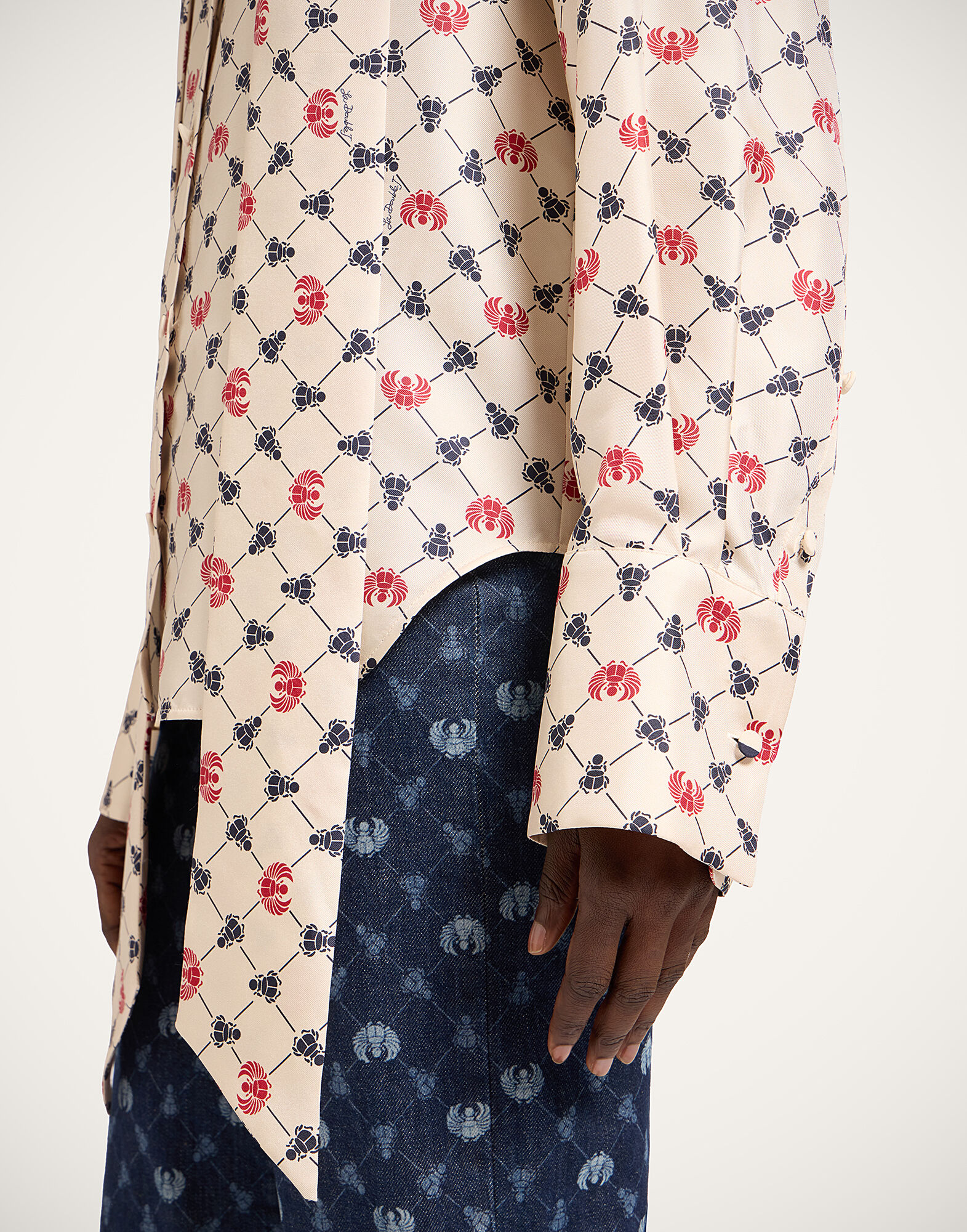 La DoubleJ Ascot Shirt Talismania Check Ecru SHI0155SIL001TAL02BR05