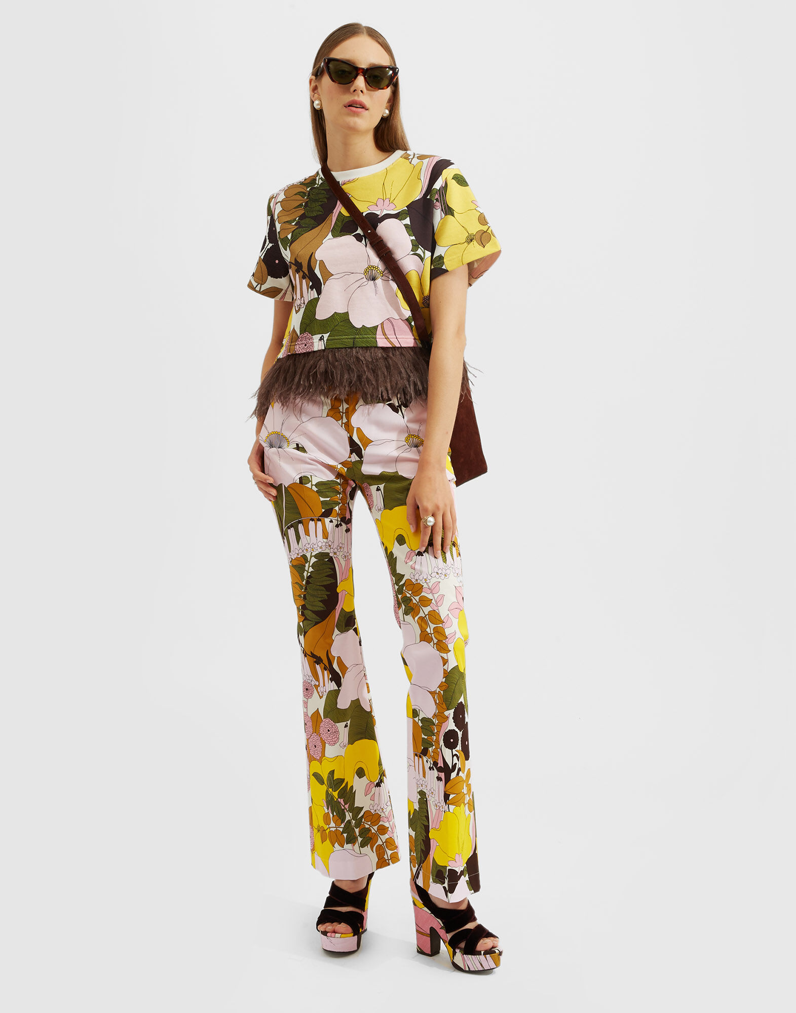 La DoubleJ Saturday Night Pants Big Flower Rose TRO0030COT006BFL03PI01