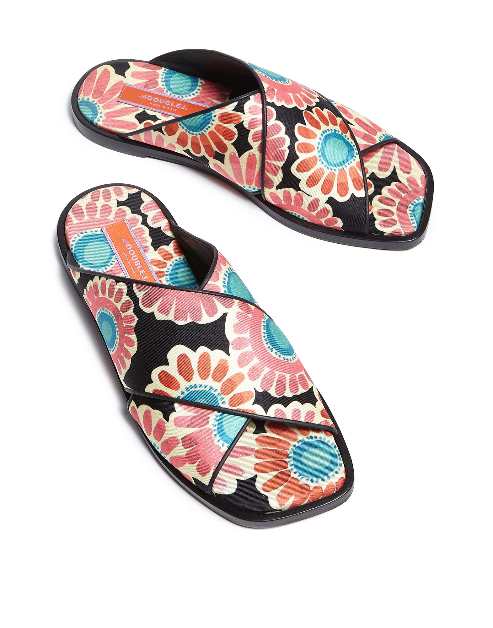 Criss Cross Sandals in Crazy Daisy Black fur Damen La DoubleJ