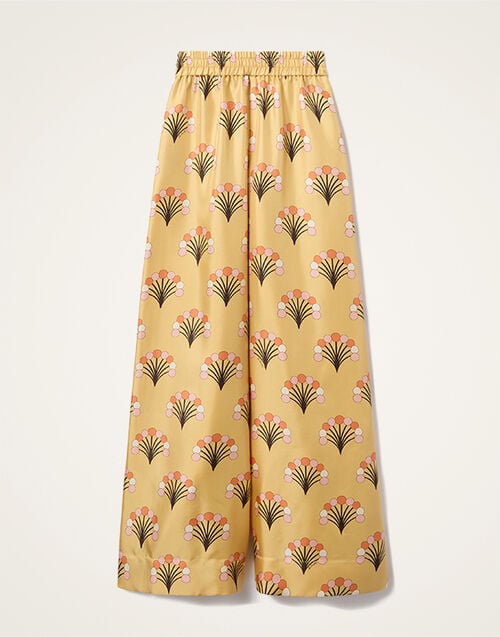 La DoubleJ Palazzo Pants Florette Yellow TRO0003SIL001FLO05YE02