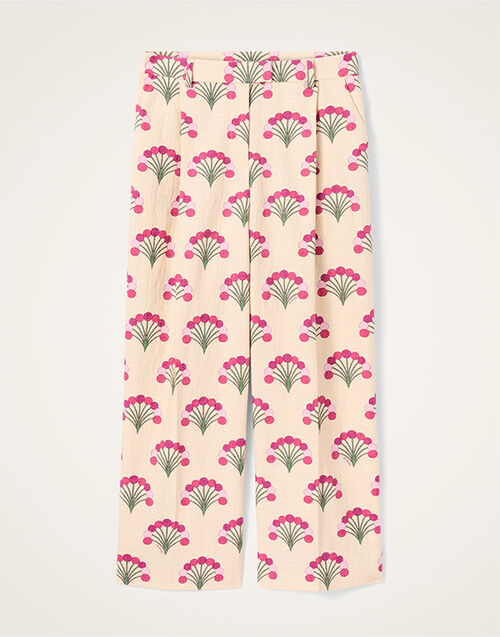 La DoubleJ Loose Pants Florette Ecru TRO0135COT005FLO05BR05