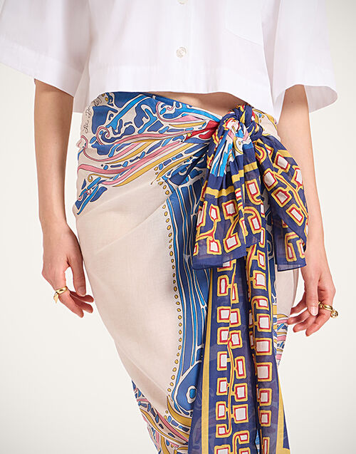 La DoubleJ Pareo Lemuria Placée Blue SCA0051COT021LEM02BU03