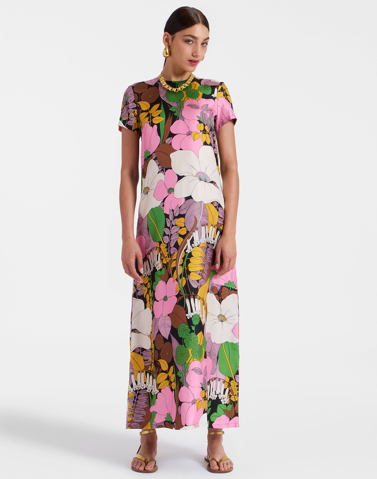 オールインワン・サロペット La Double J Pleated Floral Dress DRE0001SIL001_BFL0001_0.jpg?sw