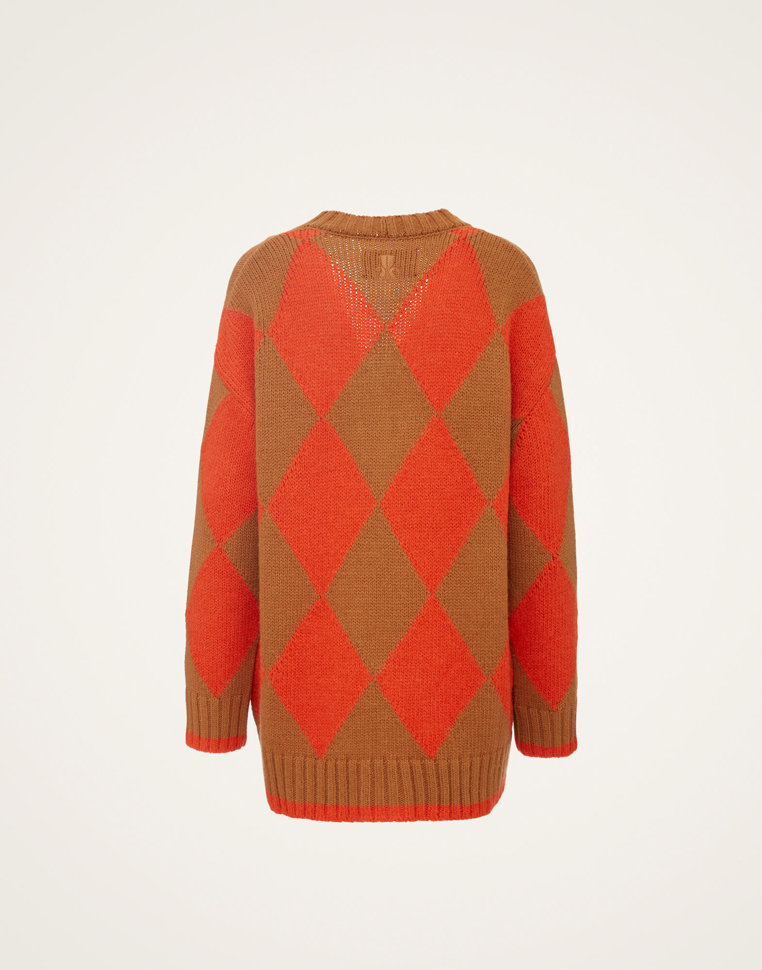 La DoubleJ Argyle Cardigan Camel & Orange PUL0158KNI064VA123OR02