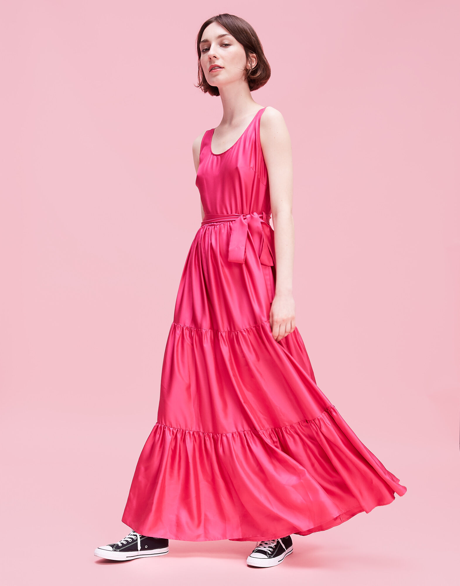 LaDoubleJ Pellicano Dinner Dress Solid Magenta DRE0034SIL001FUC0001
