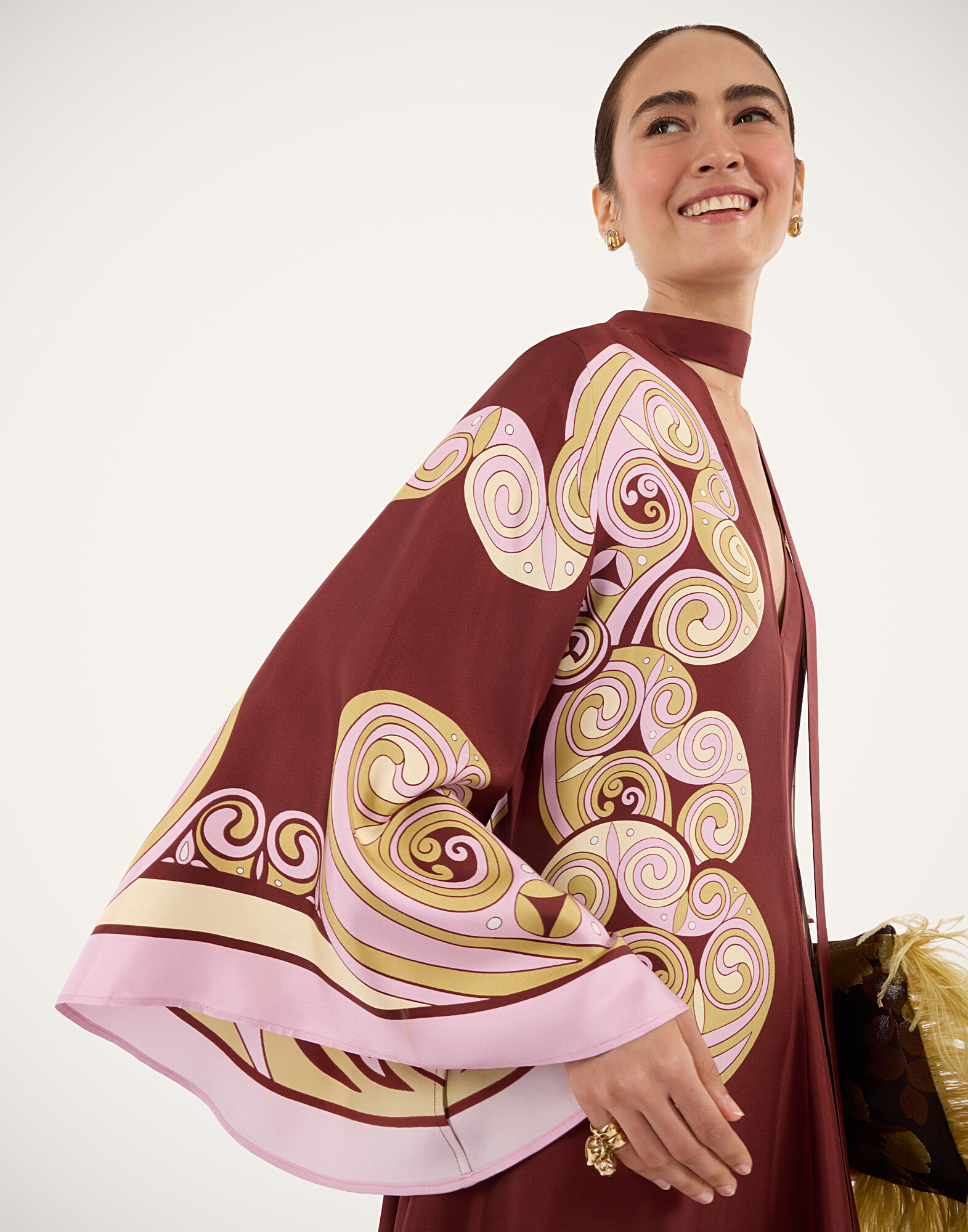 La DoubleJ Magnifico Dress Kells Swirl Plac&eacute;e Burgundy DRE0232SIL006KLS01RE07