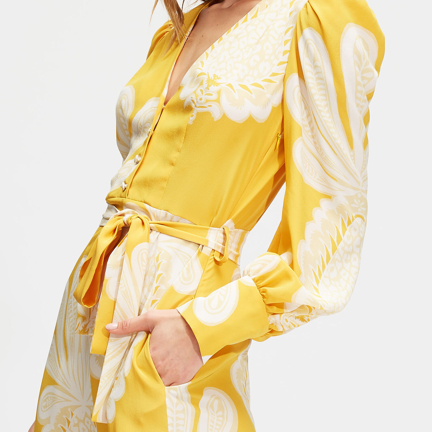 La Doublej Super Smokin' Hot Long Sleeve Silk Dress In Big Pineapple