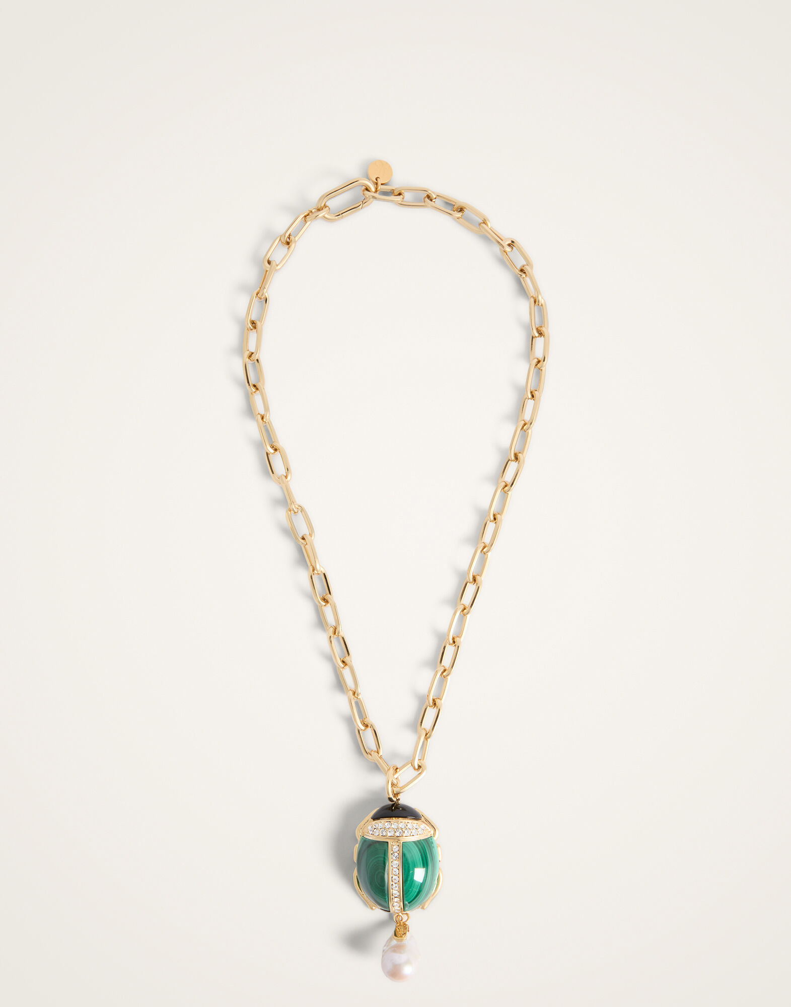 La DoubleJ Talismania Necklace 24K Gold Plate And Malachite NEC0054BRA003MAL02YE05