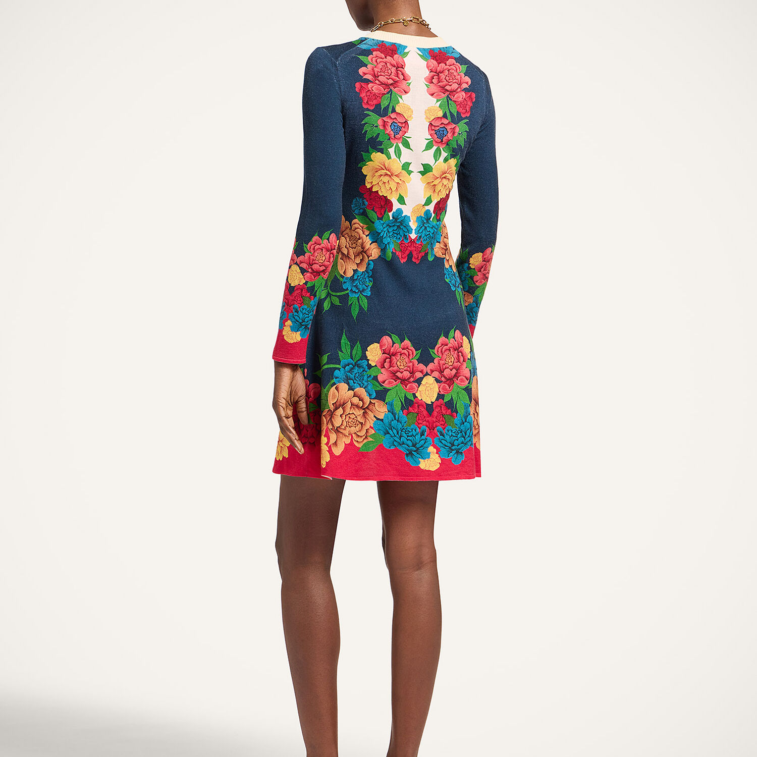  La Doublej Dresses Women - Knit Long Sleeve Mini Swing Dress Queen Peony Placée Blue L 75% Wool 25% Silk 