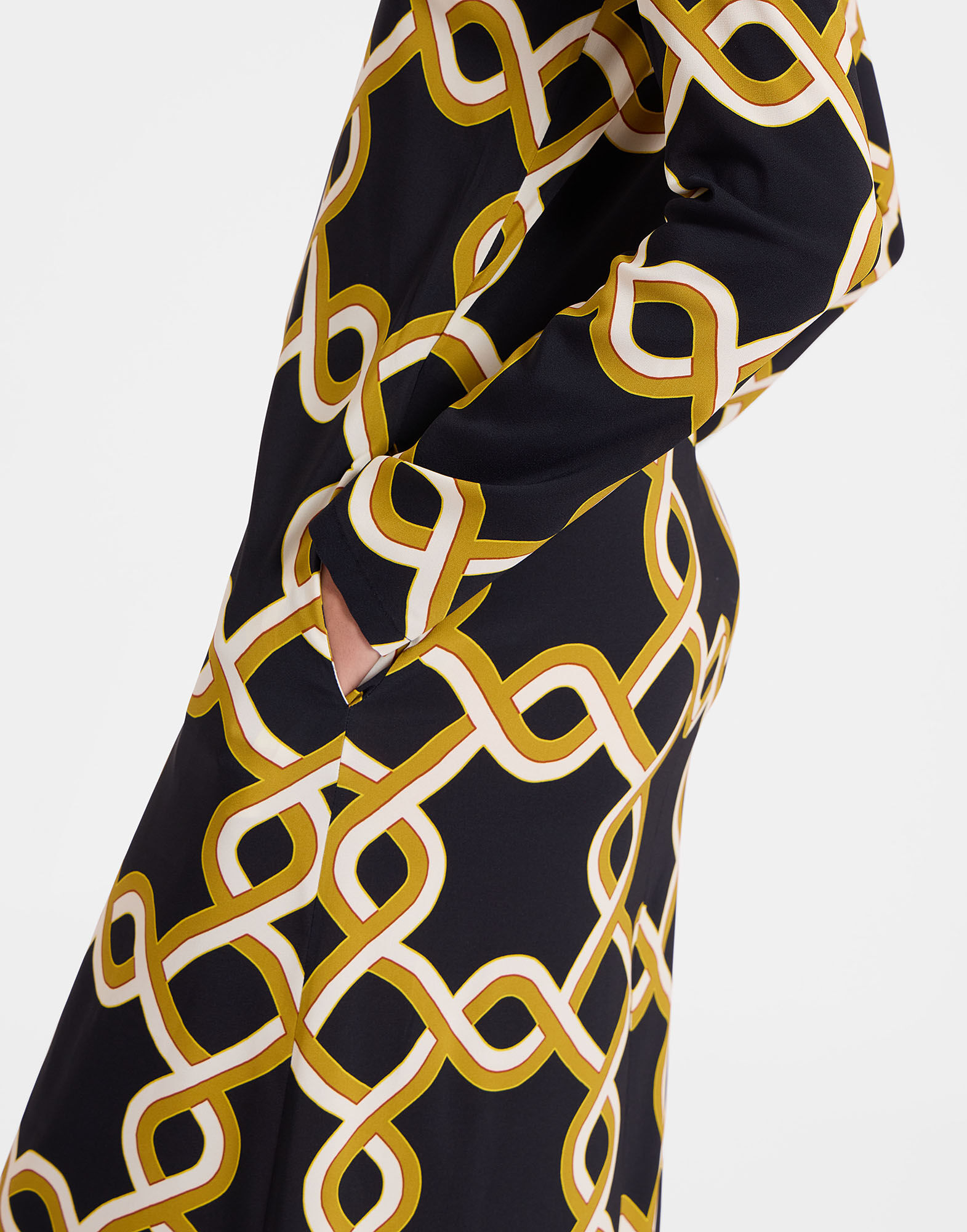 Long Sleeve Swing Dress in Tackle Black fur Damen La DoubleJ