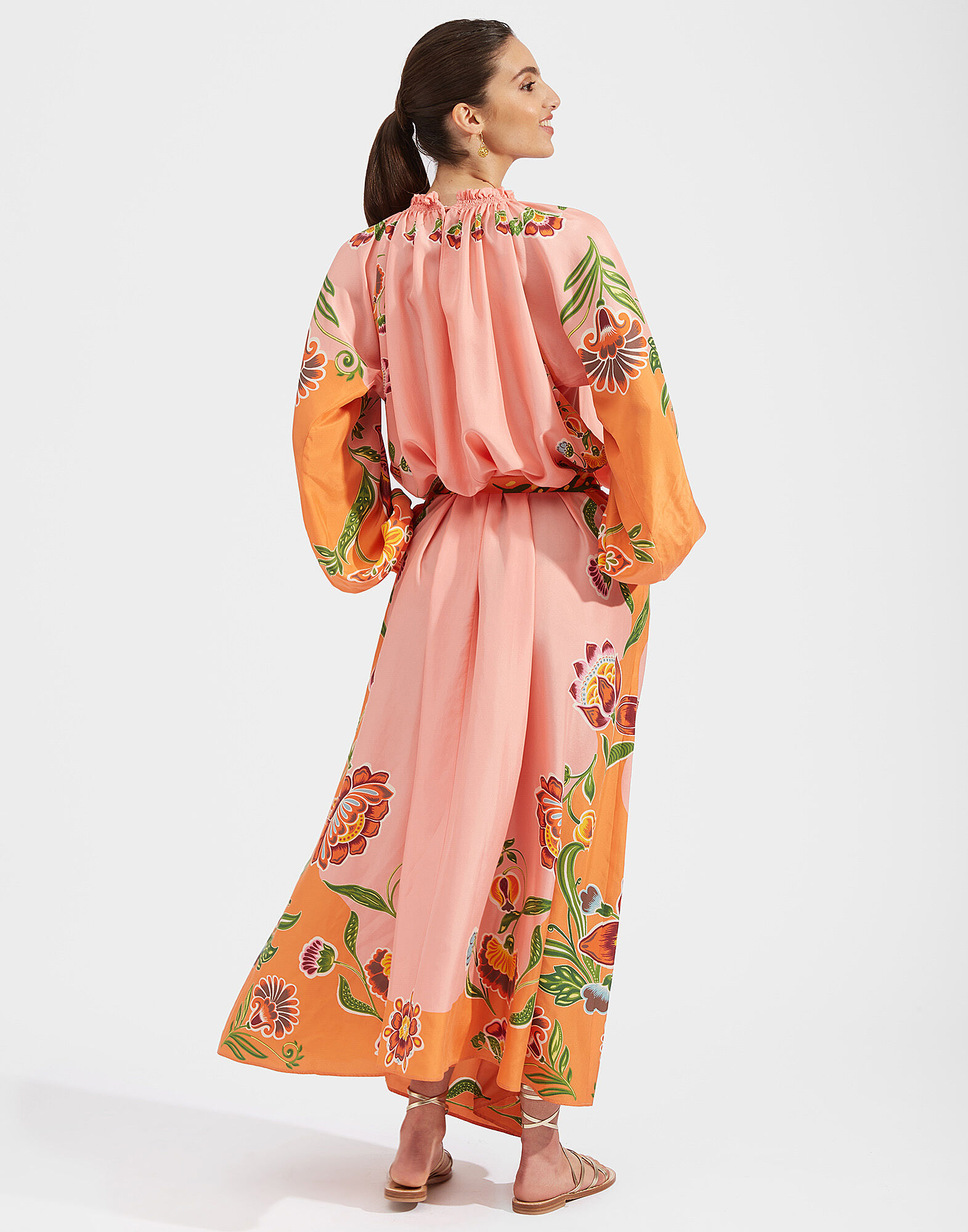 La DoubleJ Cerere Dress Folk Flowers Rosa Plac&eacute;e DRE0399SIL009FFL0002