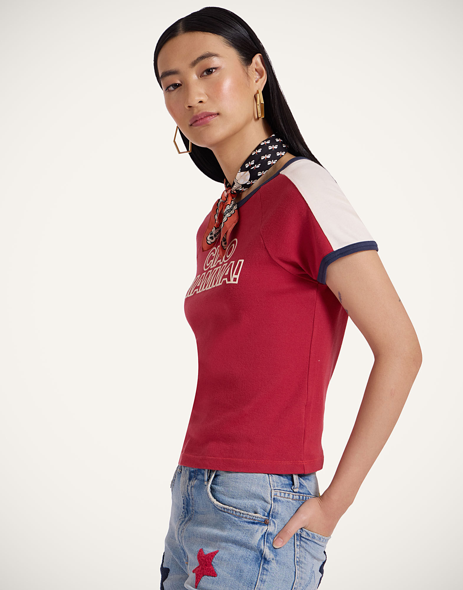 La DoubleJ Itty Bitty Concert Racer T-Shirt Ciao Mamma! Red TSH0062JER058MAM03RE01