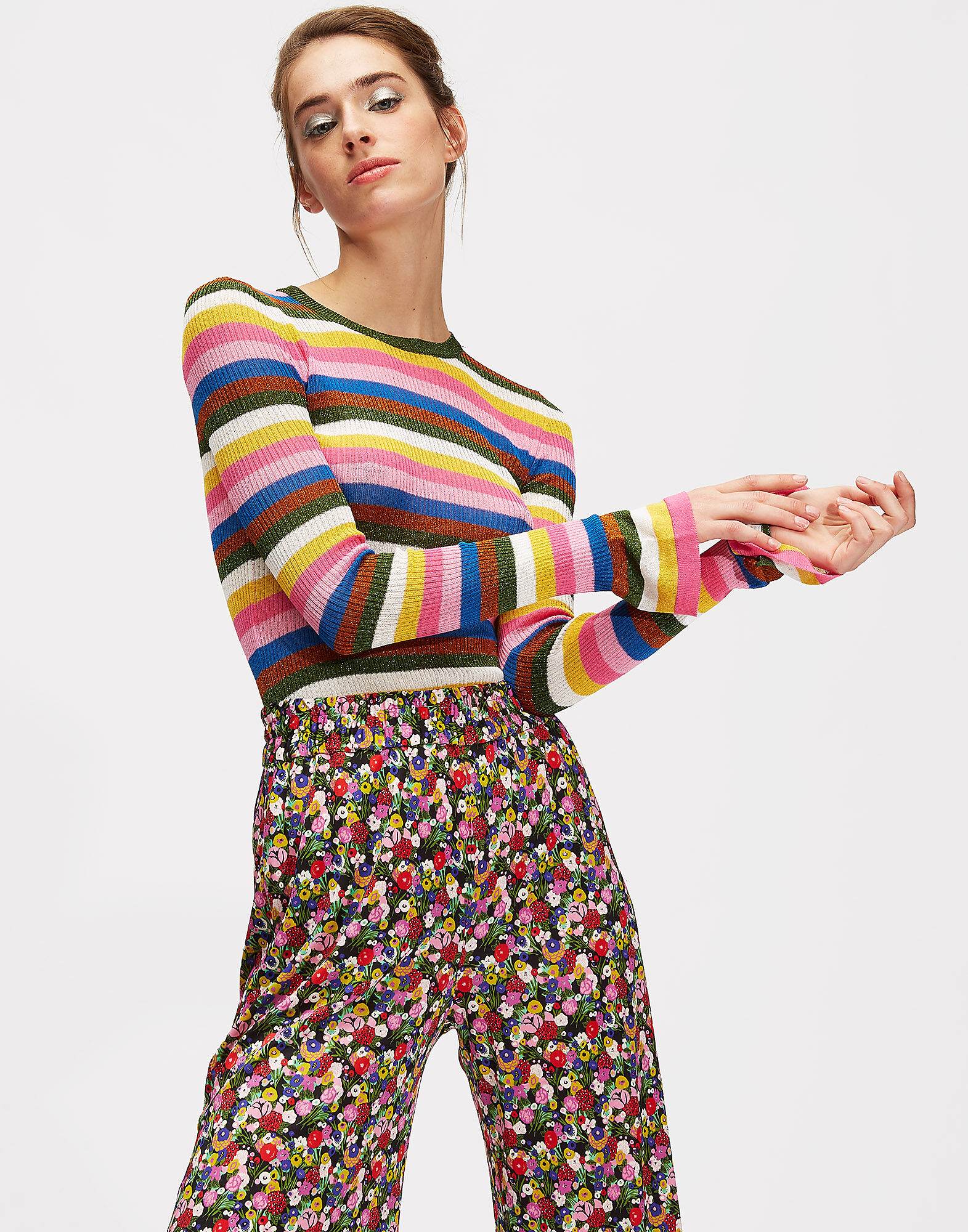 LaDoubleJ Flute Knit Top Multicolor Pink PUL0023KNI018VAR0033