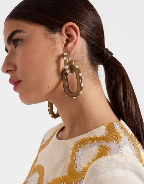 La DoubleJ Nefertiti Double Earrings Solid Tortoiseshell EAR0041POL007SOLIDBR14
