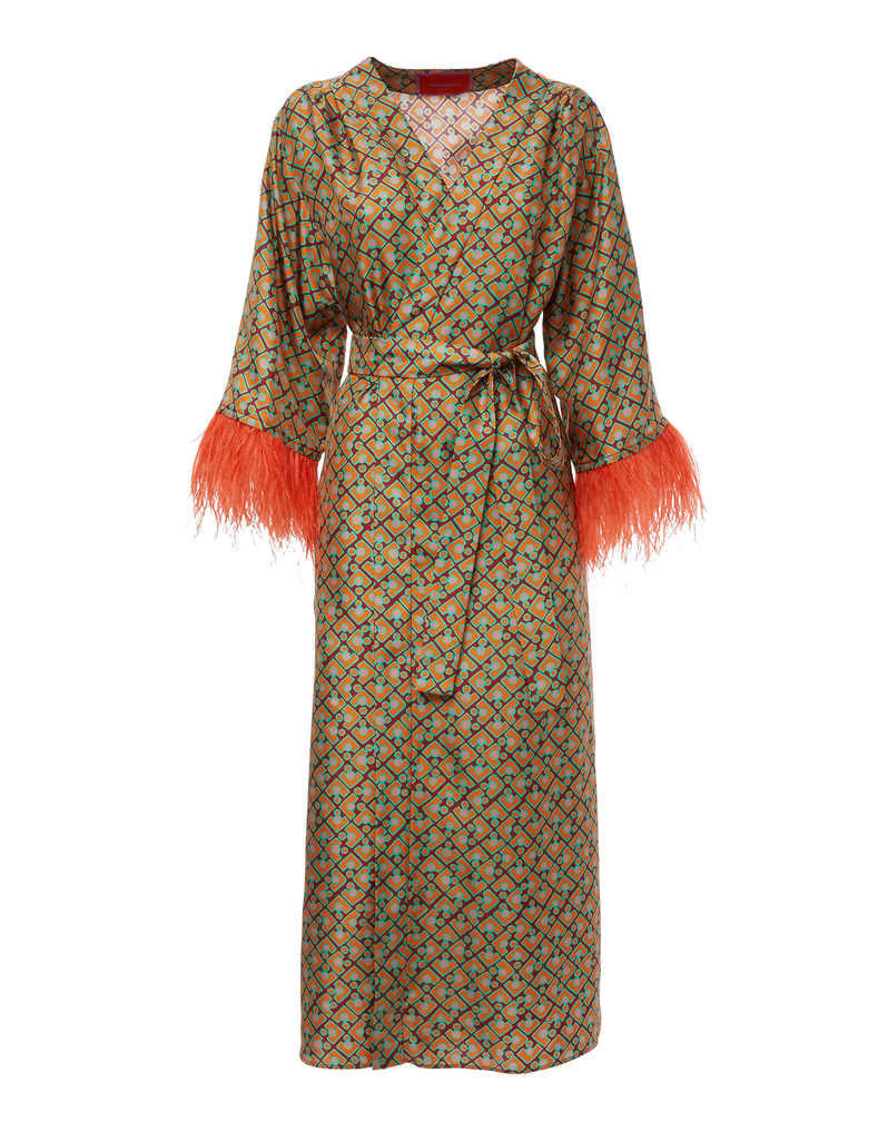La DoubleJ Boudoir Dress (With Feathers) La DoubleJ Boudoir Dress (With Feathers) Puzzle Bordeaux DRE0301SIL001PUZ0001