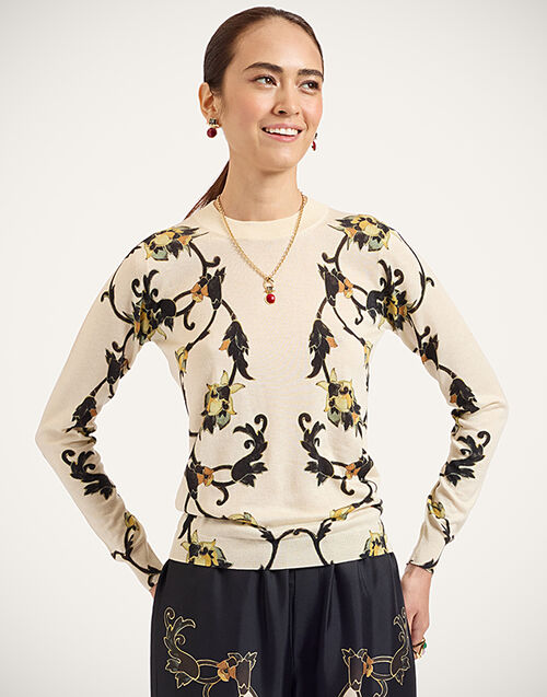 La DoubleJ Silky Crew Neck Buttercup Plac&eacute;e White PUL0305KNI172VA511WH01
