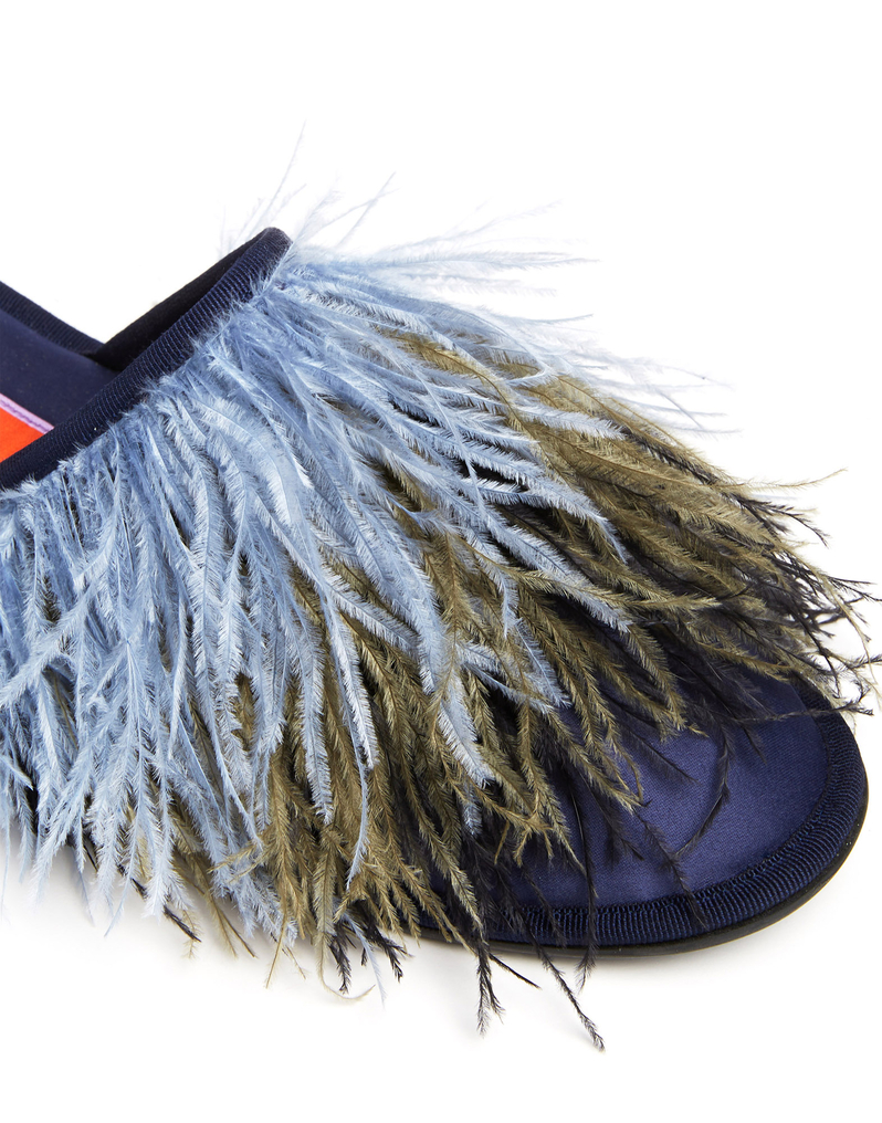 La DoubleJ Feather Slippers La DoubleJ Feather Slippers Solid Acquamarine SHO0007RAS007BLU0012
