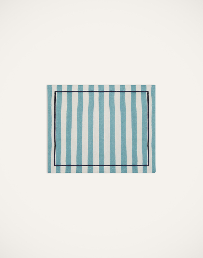 La DoubleJ Placemat Set Of 2 La DoubleJ Placemat Set Of 2 Riviera Sky Blue PMT0006LIN001RIV05BU10