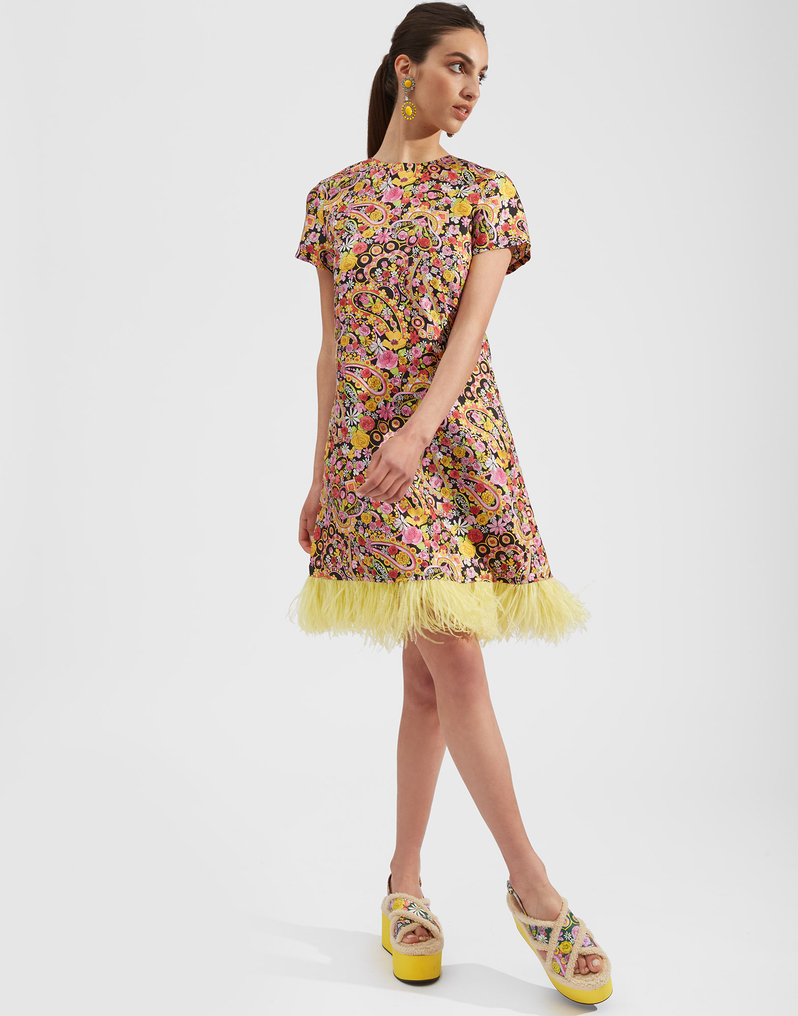 La DoubleJ Mini Swing Dress (With Feathers) La DoubleJ Mini Swing Dress (With Feathers) Tripping Nero DRE0397SIL001TRG0002